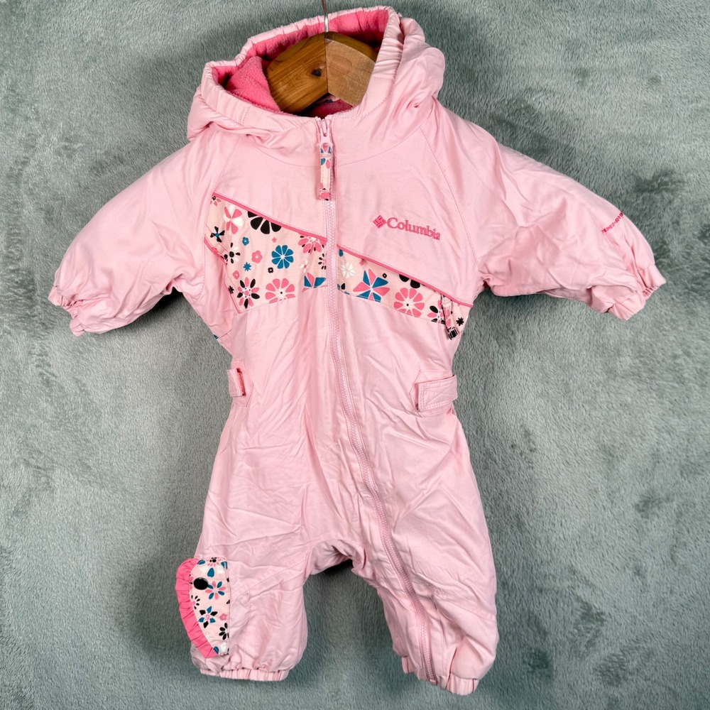 Columbia Snowsuit Kids 6 Months Pink L/S Floral Hooded Insulated Puffer